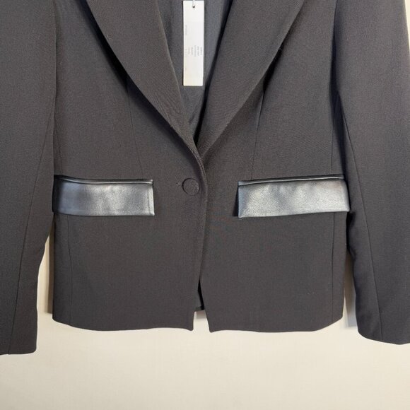NWT Drew Midas Faux Leather Elbow Patch Blazer Jacket Women's Small Black Career - Picture 7 of 12